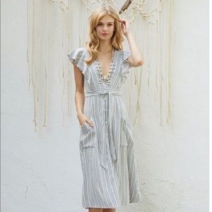 Lost +Wander flutter sleeve V-neck dress